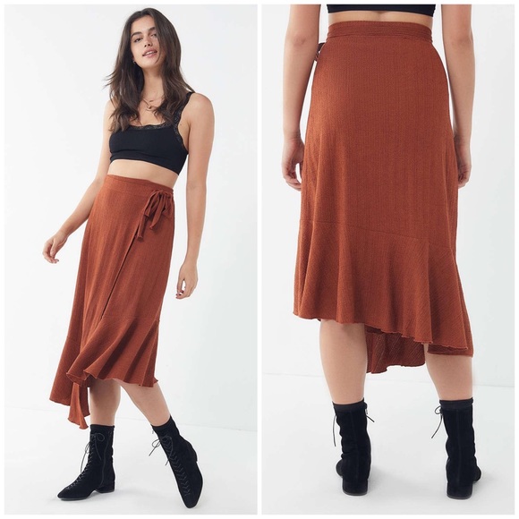 Urban Outfitters Dresses & Skirts - Urban Outfitters Ryan Rust Asymmetrical Midi Wrap